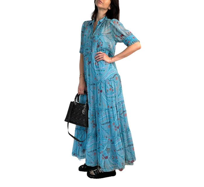 Turquoise Print Maxi Dress - XS to M