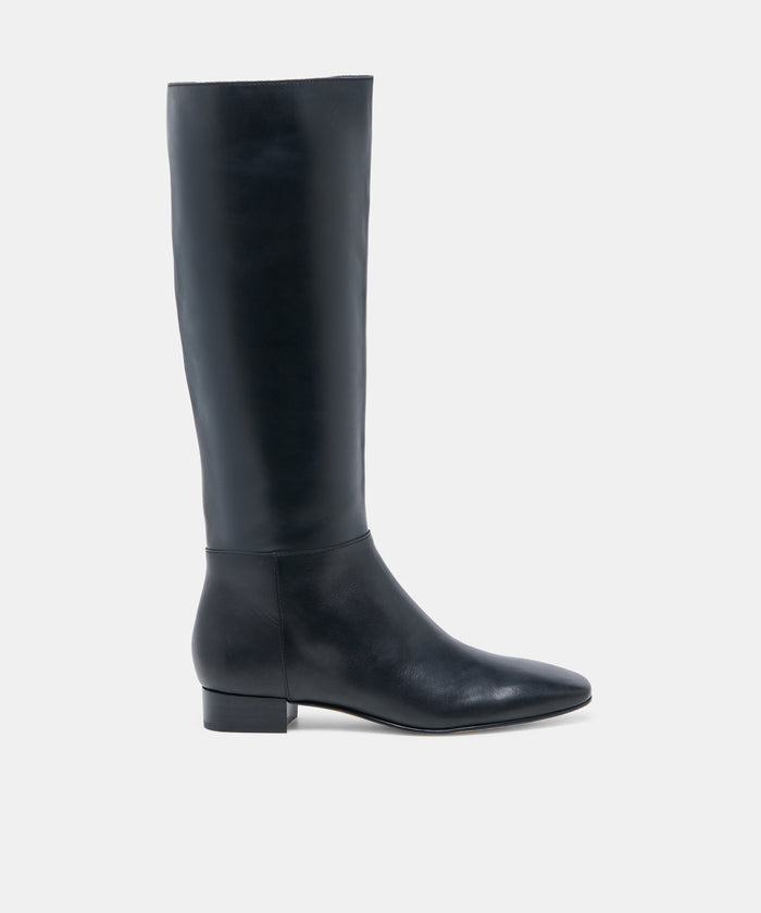 TYWIN Black Leather Knee-High Boots | Dolce Vita