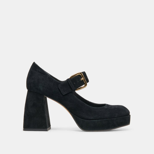 ULTRA Onyx Suede Platform Mary-Jane Block Heels | Dolce Vita