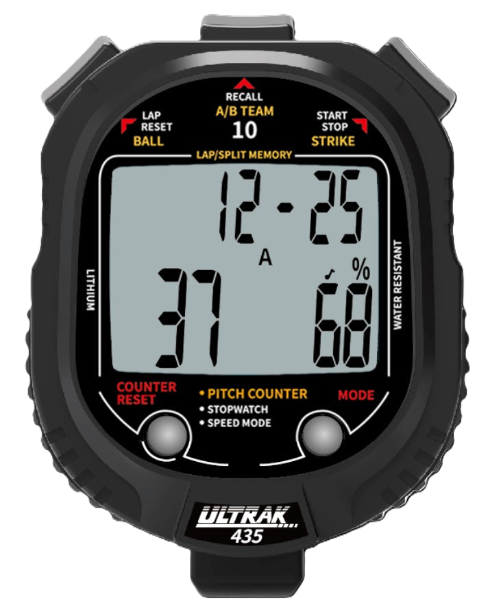 Ultrak 435 – Pitch Counter / 10-Memory Stopwatch (2-Line Display) — Timing & Stopwatches