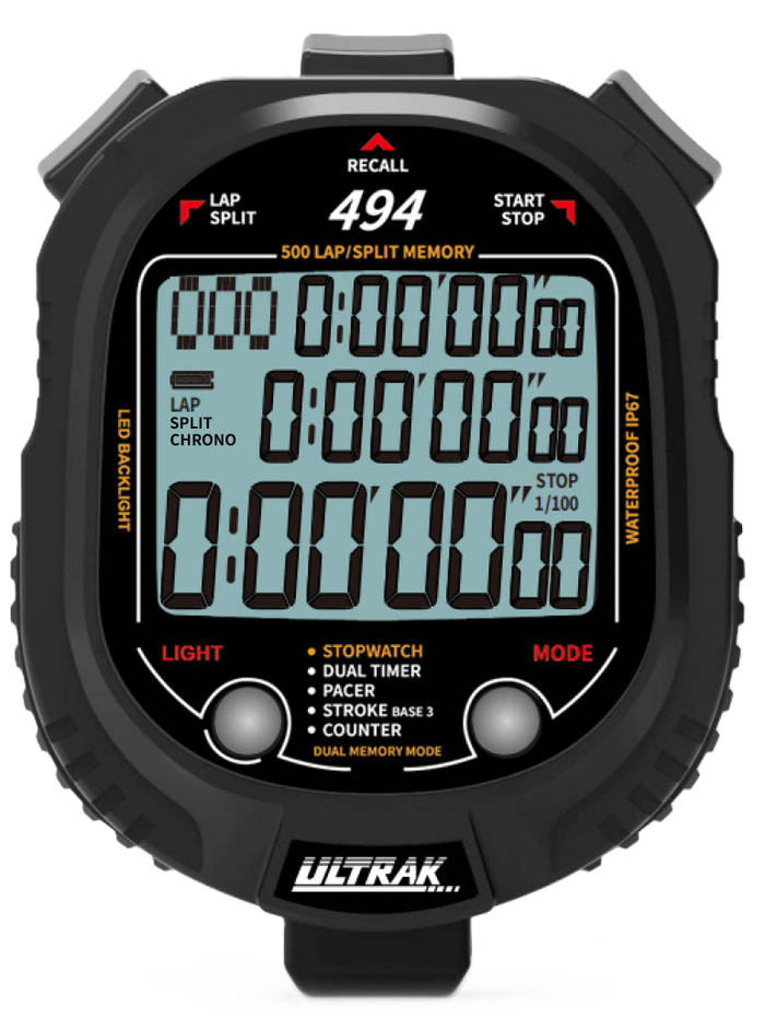 Ultrak 494 – 500-Lap Memory Stopwatch with LED Backlight — Timing & Stopwatches