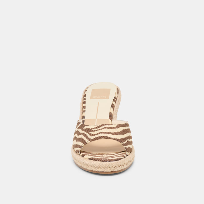 VAYA WEDGES BEIGE ZEBRA RAFFIA