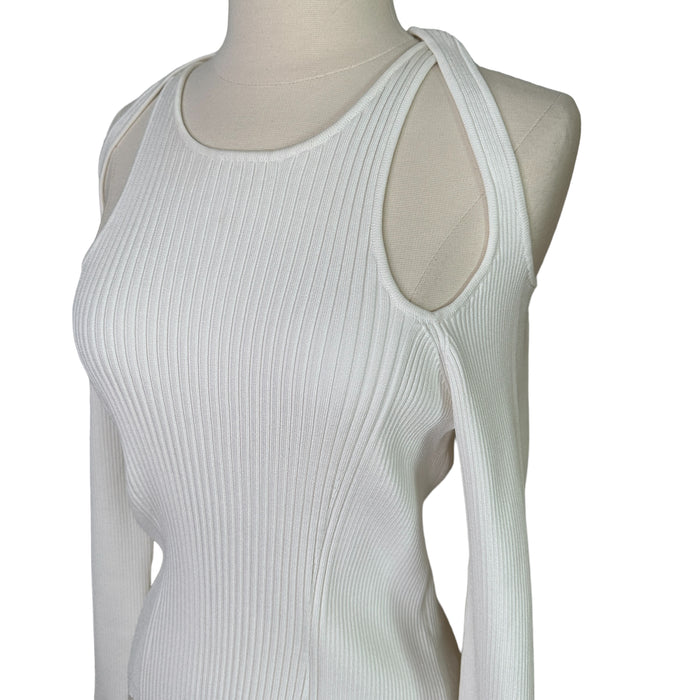 White Cutout Shoulders Top - L