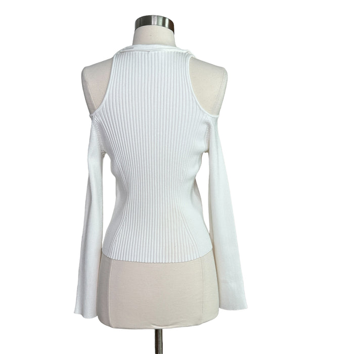White Cutout Shoulders Top - L