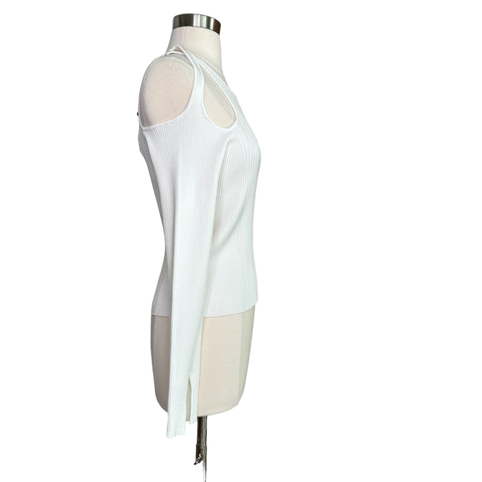 White Cutout Shoulders Top - L