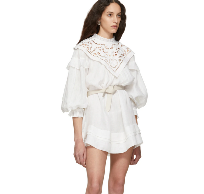 White Leather Belt - S