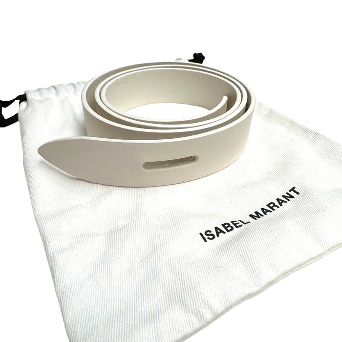 White Leather Belt - S