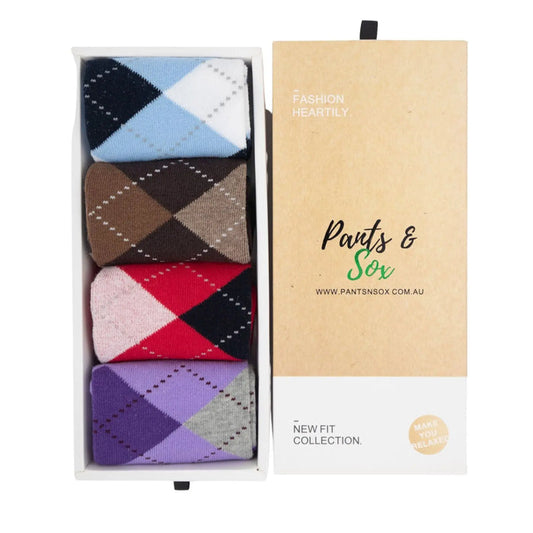 Women Classic Argyle Socks Gift Box Pantsnsox