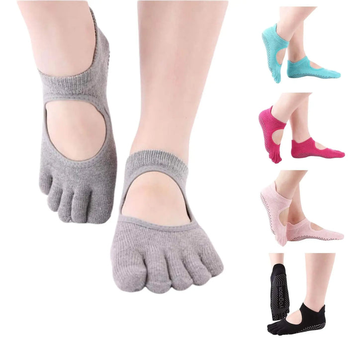Women Non-Slip Toe Socks 5 Pairs Grip Socks Breathable Yoga Socks Pantsnsox