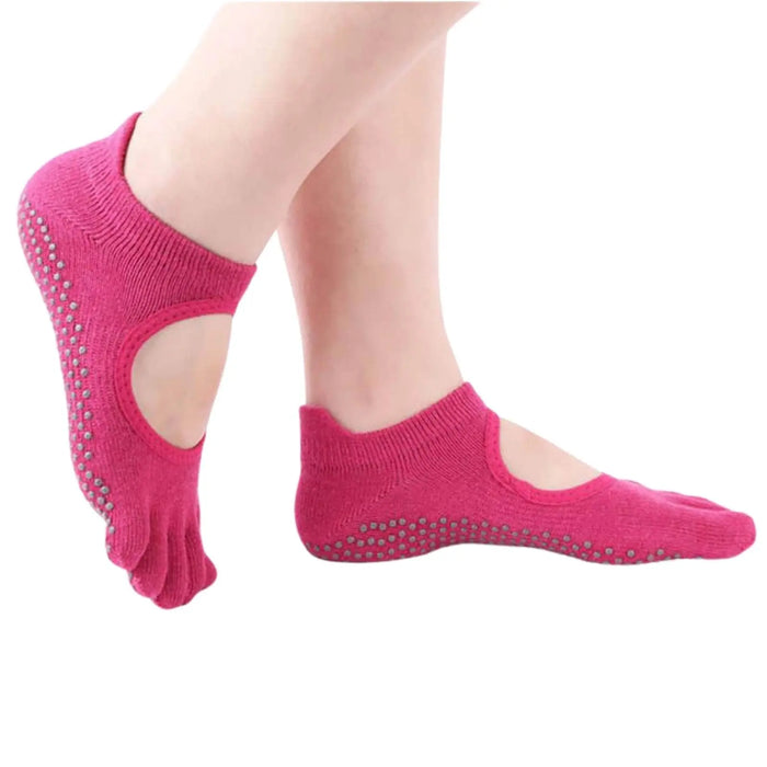 Women Non-Slip Toe Socks 5 Pairs Grip Socks Breathable Yoga Socks Pantsnsox