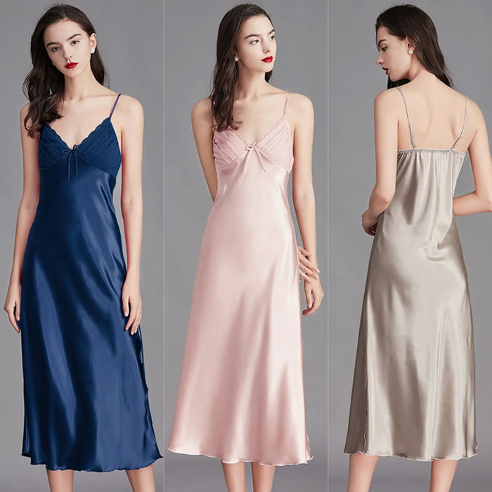 Women Satin Lingerie Long Sleepwear Dress Pantsnsox