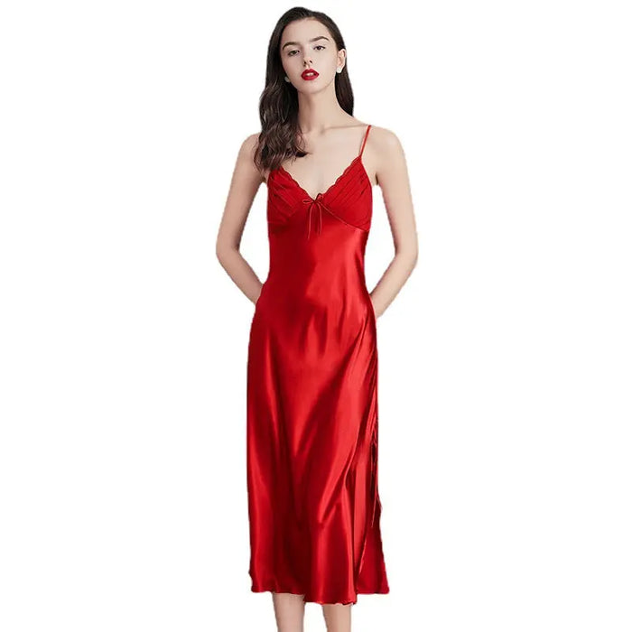 Women Satin Lingerie Long Sleepwear Dress Pantsnsox