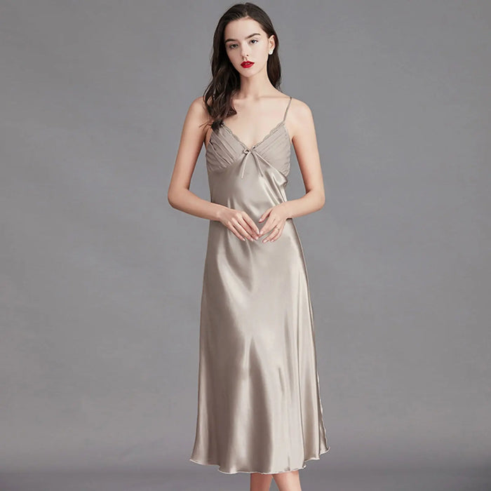 Women Satin Lingerie Long Sleepwear Dress Pantsnsox