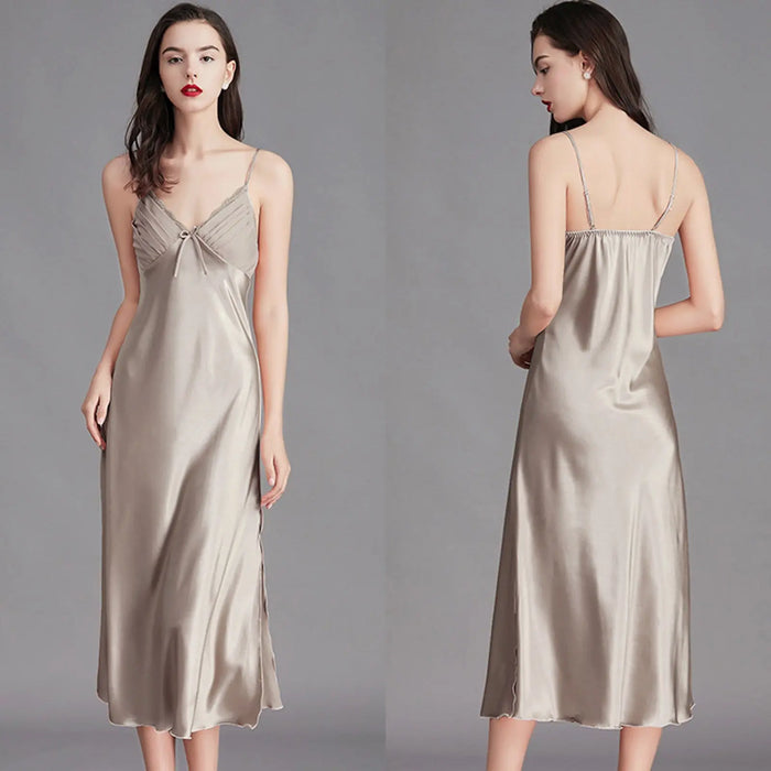 Women Satin Lingerie Long Sleepwear Dress Pantsnsox