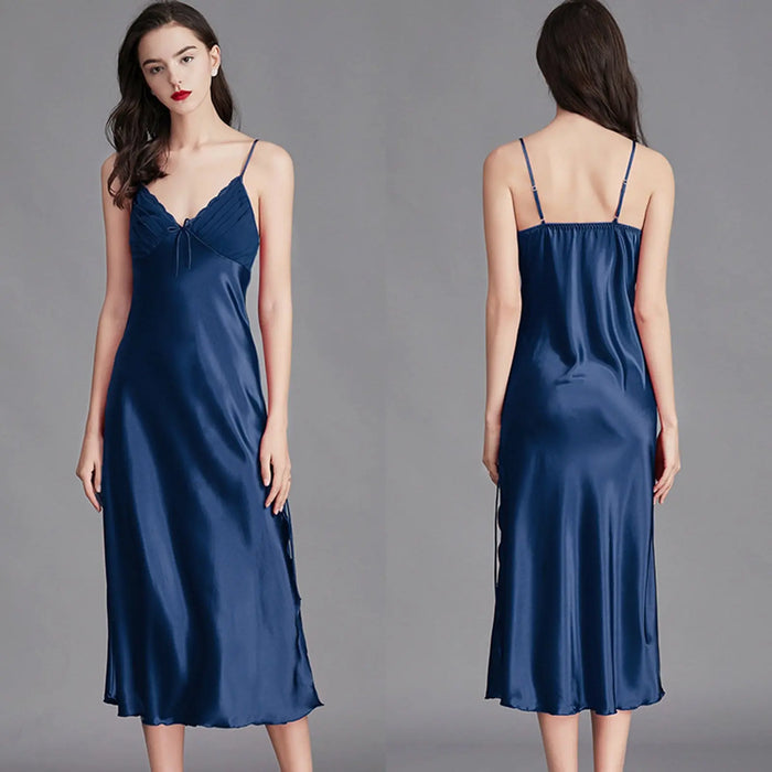 Women Satin Lingerie Long Sleepwear Dress Pantsnsox