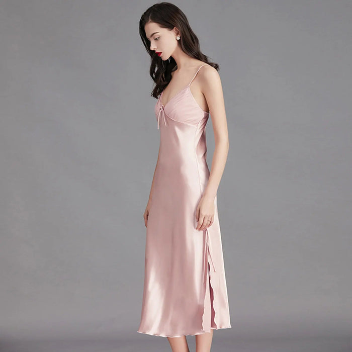Women Satin Lingerie Long Sleepwear Dress Pantsnsox