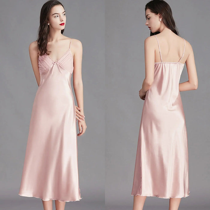 Women Satin Lingerie Long Sleepwear Dress Pantsnsox