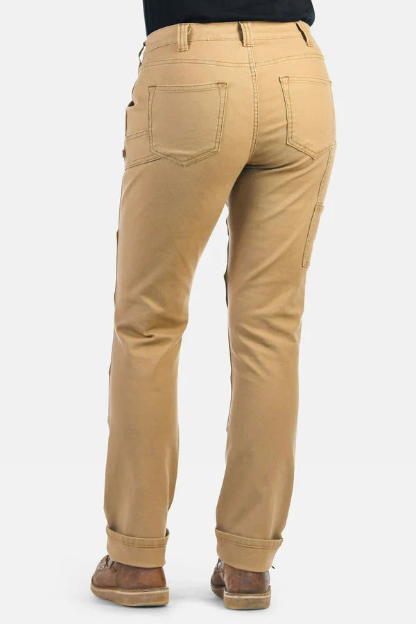 Women's GO TO stretch canvas work pant by Dovetail in sawdust brown, alternate view