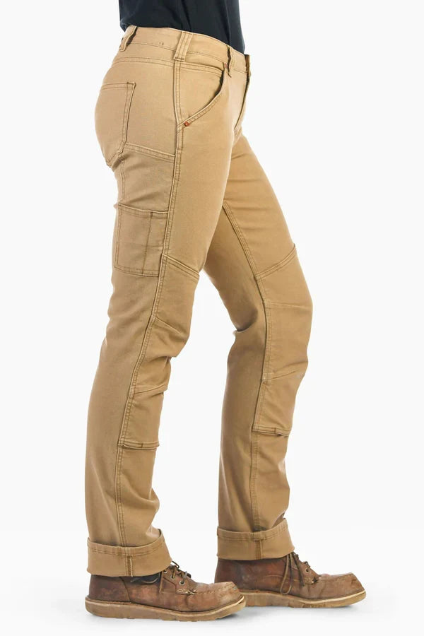 Women's stretch canvas work pant by Dovetail in sawdust brown, additional product view