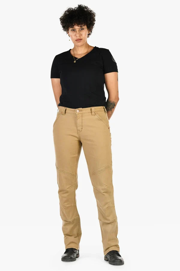 Women's GO TO stretch canvas work pant by Dovetail in sawdust brown, further gallery view