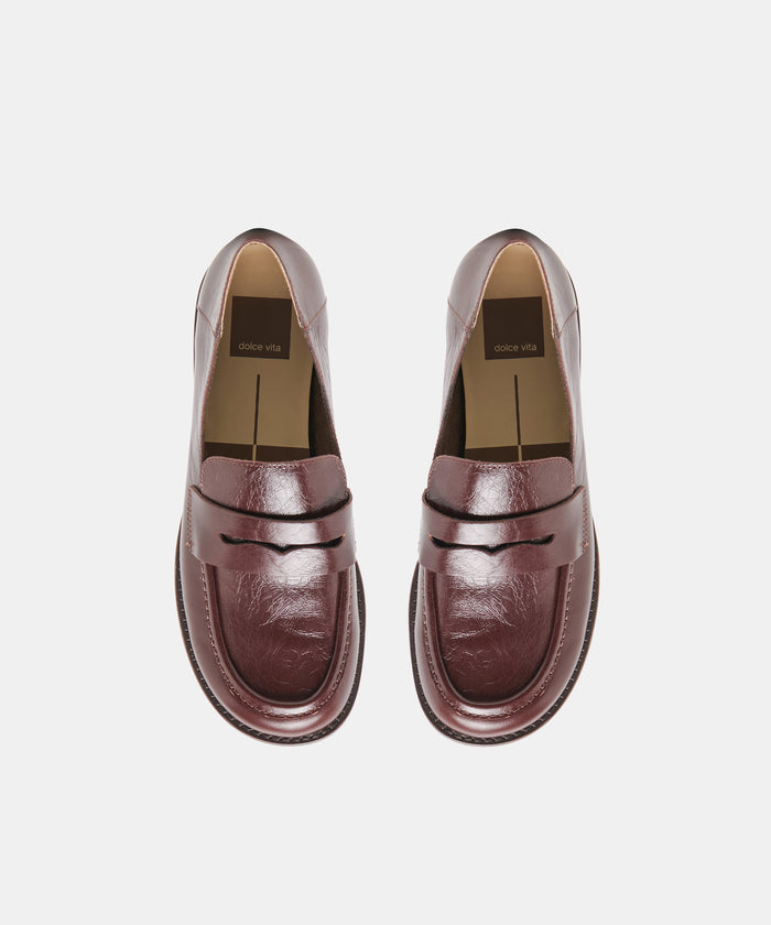 YASMYN LOAFERS COFFEE CRINKLE PATENT