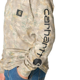 Youth Boys Long-Sleeve Faded Camo Pocket T-Shirt - Faded Camo