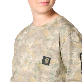 Youth Boys Long-Sleeve Faded Camo Pocket T-Shirt - Faded Camo