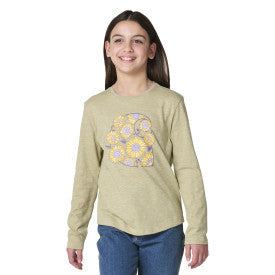 Carhartt youth girls long-sleeve sunflower graphic t-shirt in elm