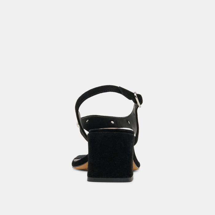 YVES STUD HEELS ONYX SUEDE